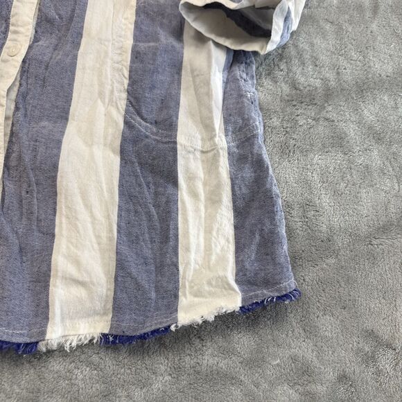 Tommy Bahama Women Size S Linen Shirt Beach Stripe Rugby Boyfriend Swim Coverup - Picture 4 of 8